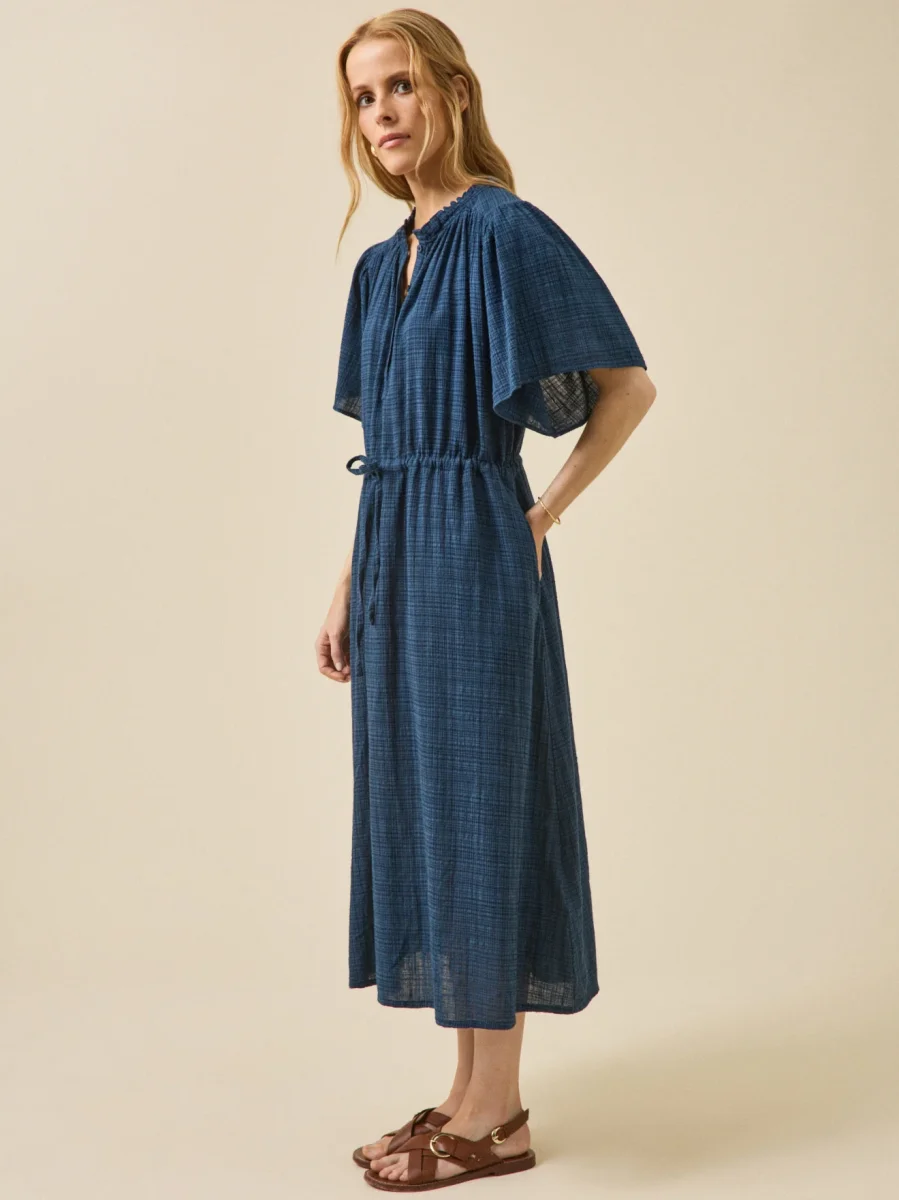 Robe longue en crépon manches papillon femme – Image 7