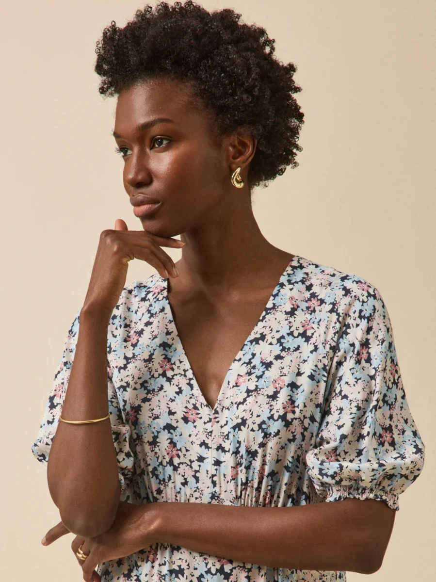 Robe longue femme imprimé Fleurs Pop – Image 4