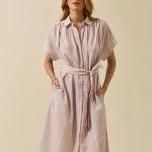 Robe sans manches femme coton rayé