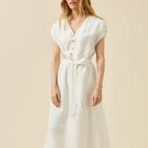 Robe sans manches lin et viscose femme