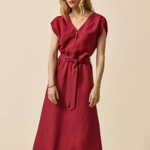 Robe sans manches lin et viscose femme