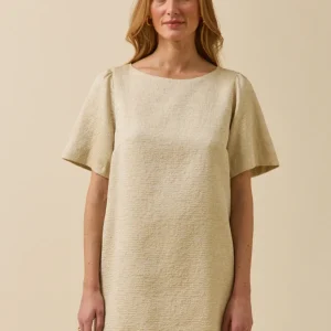 Robe courte cérémonie femme jacquard doré