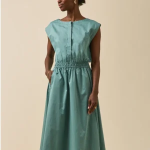 Robe longue cérémonie femme popeline satinée