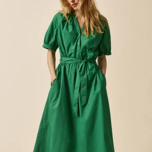 Robe longue popeline unie femme