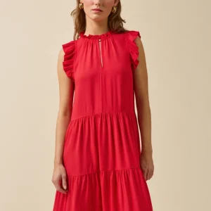 Robe volantée sans manches femme