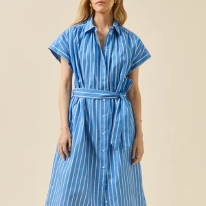 Robe mi longue coton rayé femme