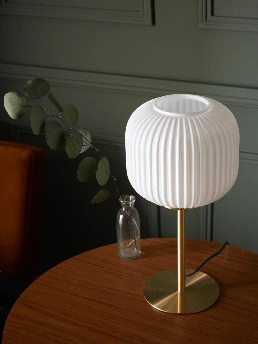 Lampe laiton et verre strié – Image 3