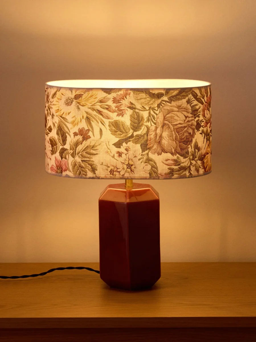 Abat-jour ovale imprimé fleurie - Petit modèle Victoire – Image 4