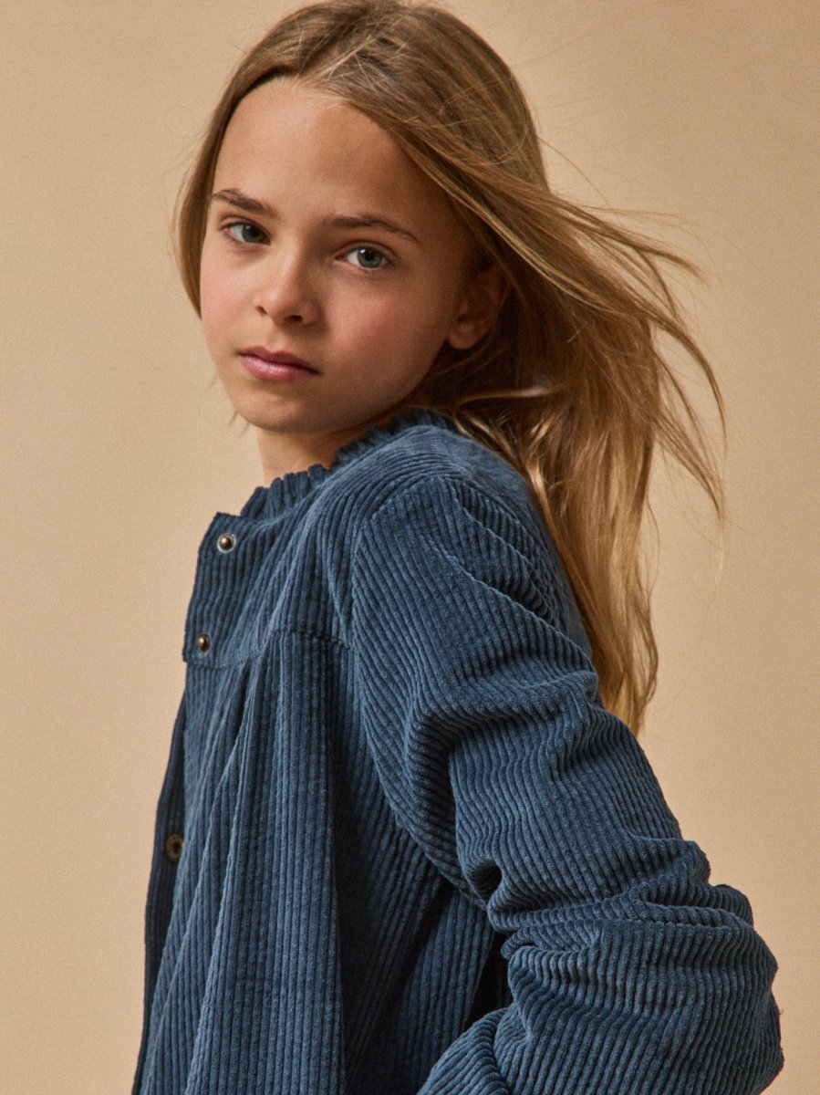 Robe chemise Fille en velours gaufré – Image 5