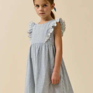 Robe rayée en seersucker Fille