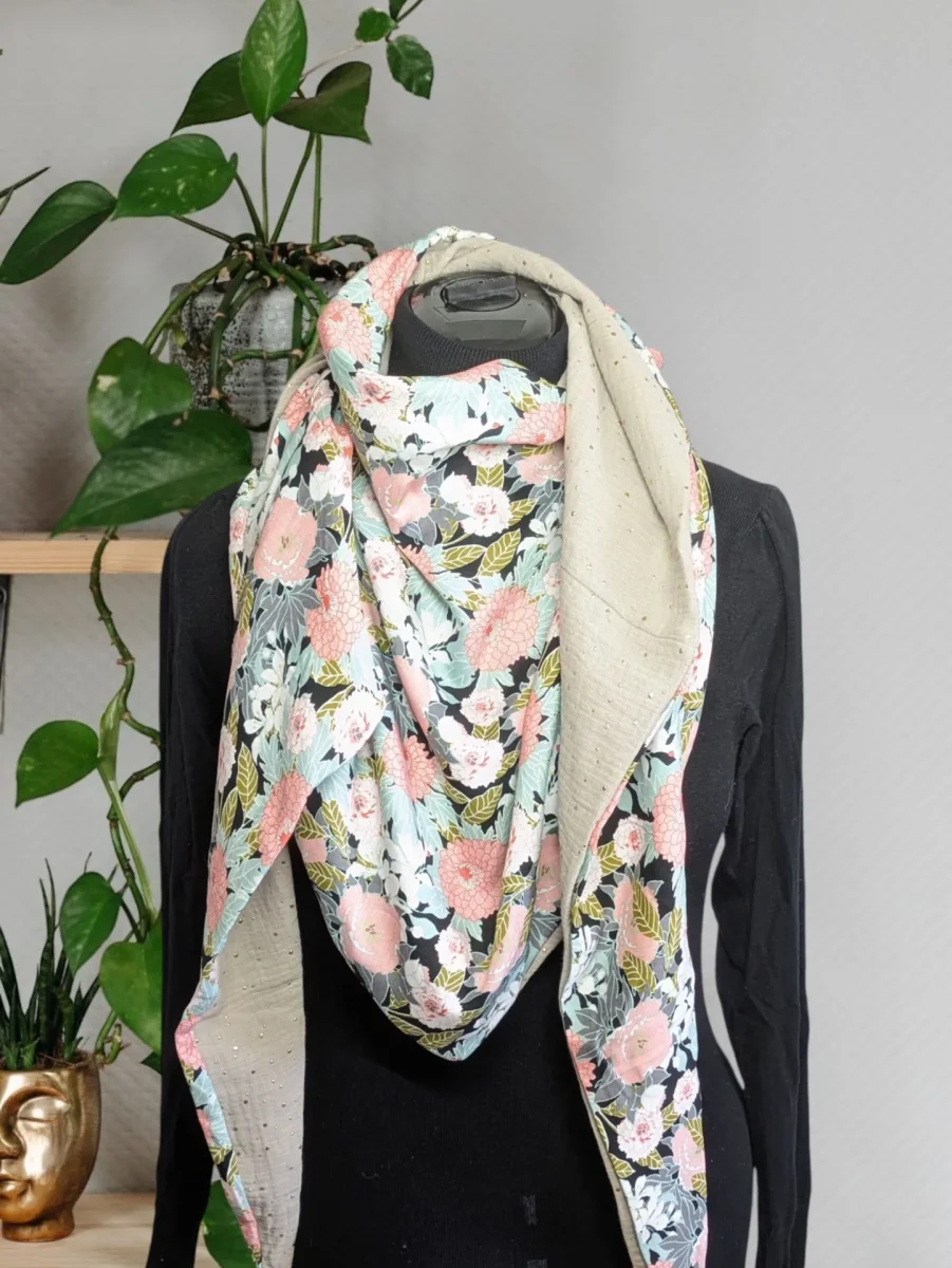 Chèche, écharpe, foulard triangle | Mi-saison | Tissage botanique – Image 4
