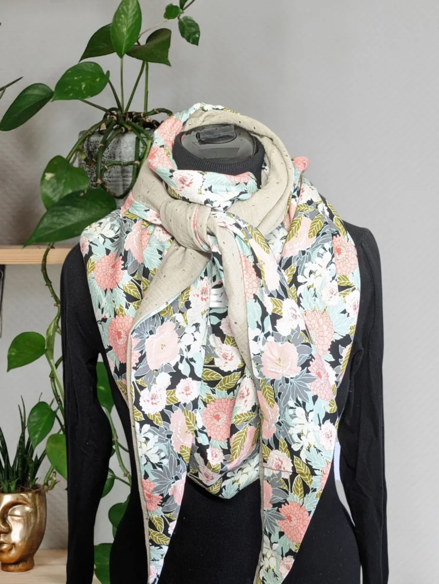 Chèche, écharpe, foulard triangle | Mi-saison | Tissage botanique