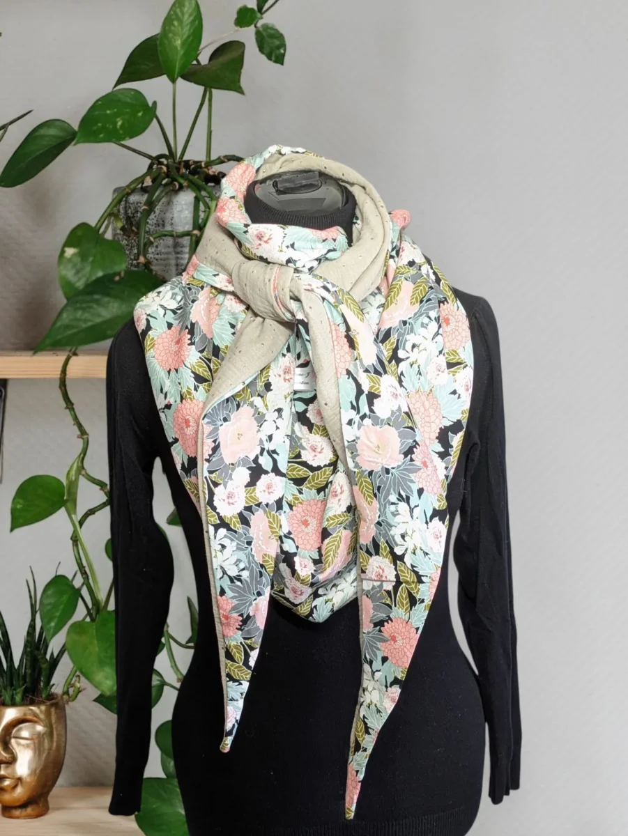 Chèche, écharpe, foulard triangle | Mi-saison | Tissage botanique – Image 3