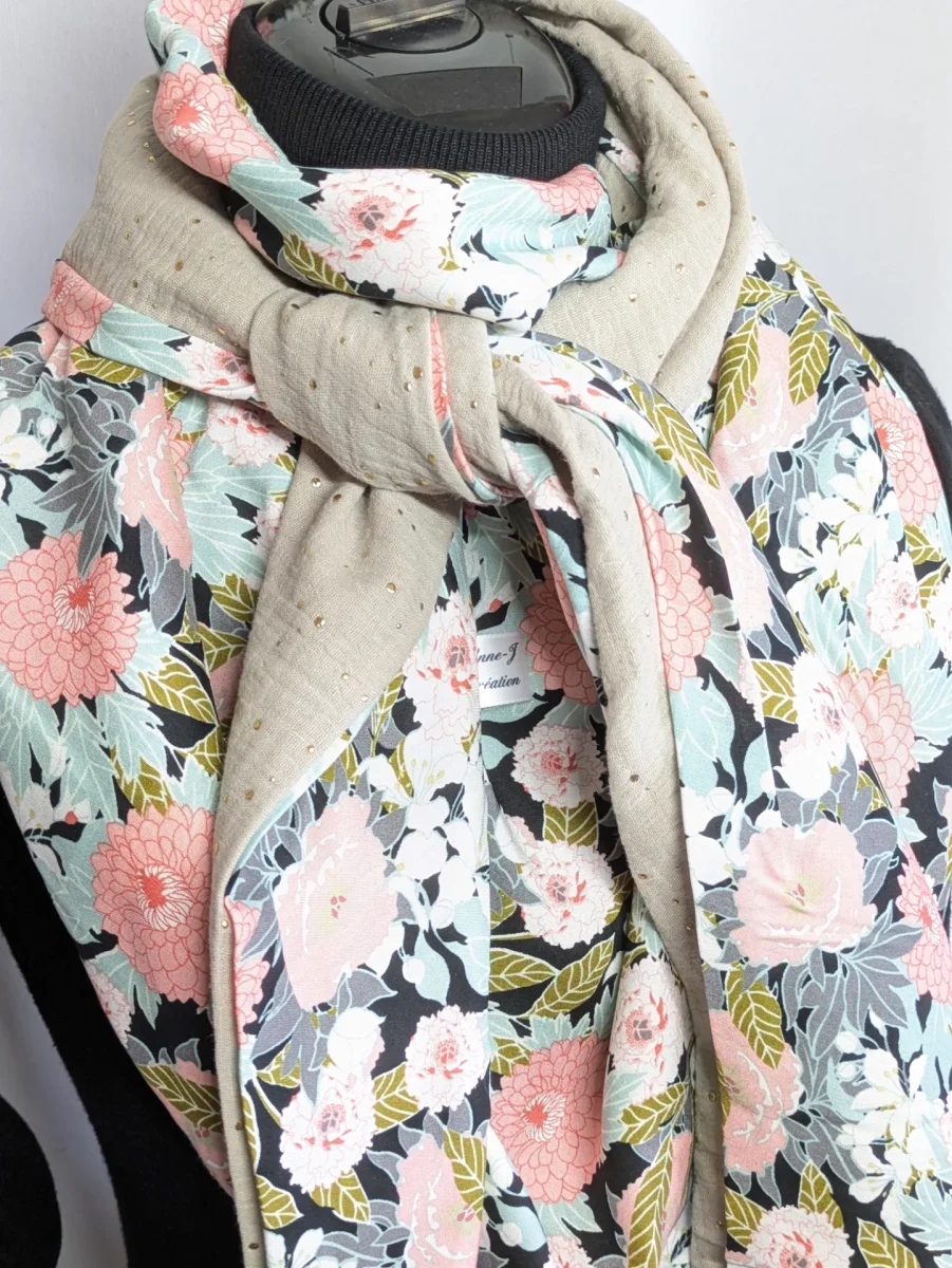 Chèche, écharpe, foulard triangle | Mi-saison | Tissage botanique – Image 5
