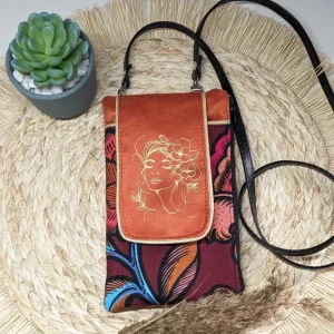 Pochette téléphone avec bandoulière – Cannelle