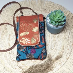 Pochette téléphone avec bandoulière – Feuillages –