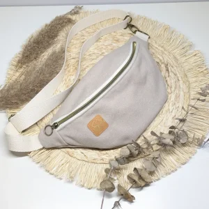 Sac banane coton uni beige – Sable